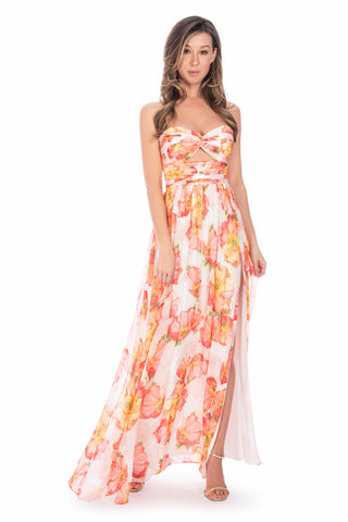 ADELE GOWN IN APRICOT POPPY