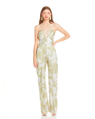 NEVER CROSS JUMPSUIT IN GREEN FLORA